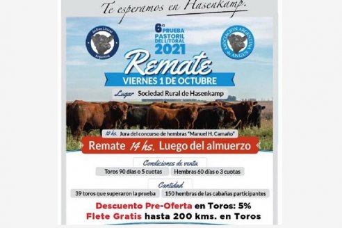 Se viene el remate de la Prueba Pastoril de Angus Litoral