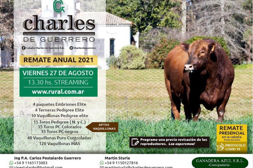 Charles de Guerrero concreta este 27 de agosto su tradicional remate anual Charles de Guerrero concreta este 27 de agosto su tradicional remate anual
