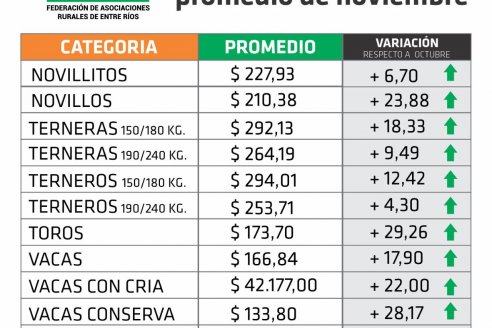Noviembre cerró con subas en todas las categorías vacunas