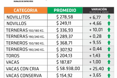 Durante marzo, solo las vacas invernada en pie bajaron de precio
