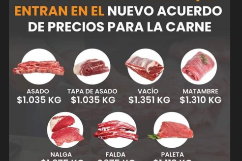 La tira de asado vacuno a 1.035 pesos es la promesa oficial del mes