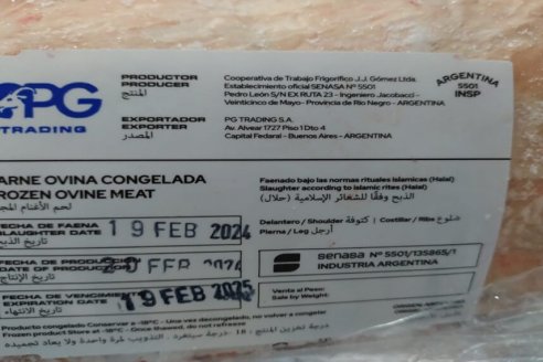 Argentina vendió el primer embarque de carne ovina congelada hacia Qatar